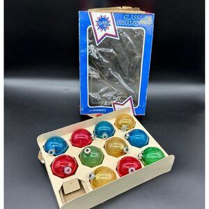 Vintage Glass Christmas Ornaments Coby USA Multicolored 1980s Balls Decorations